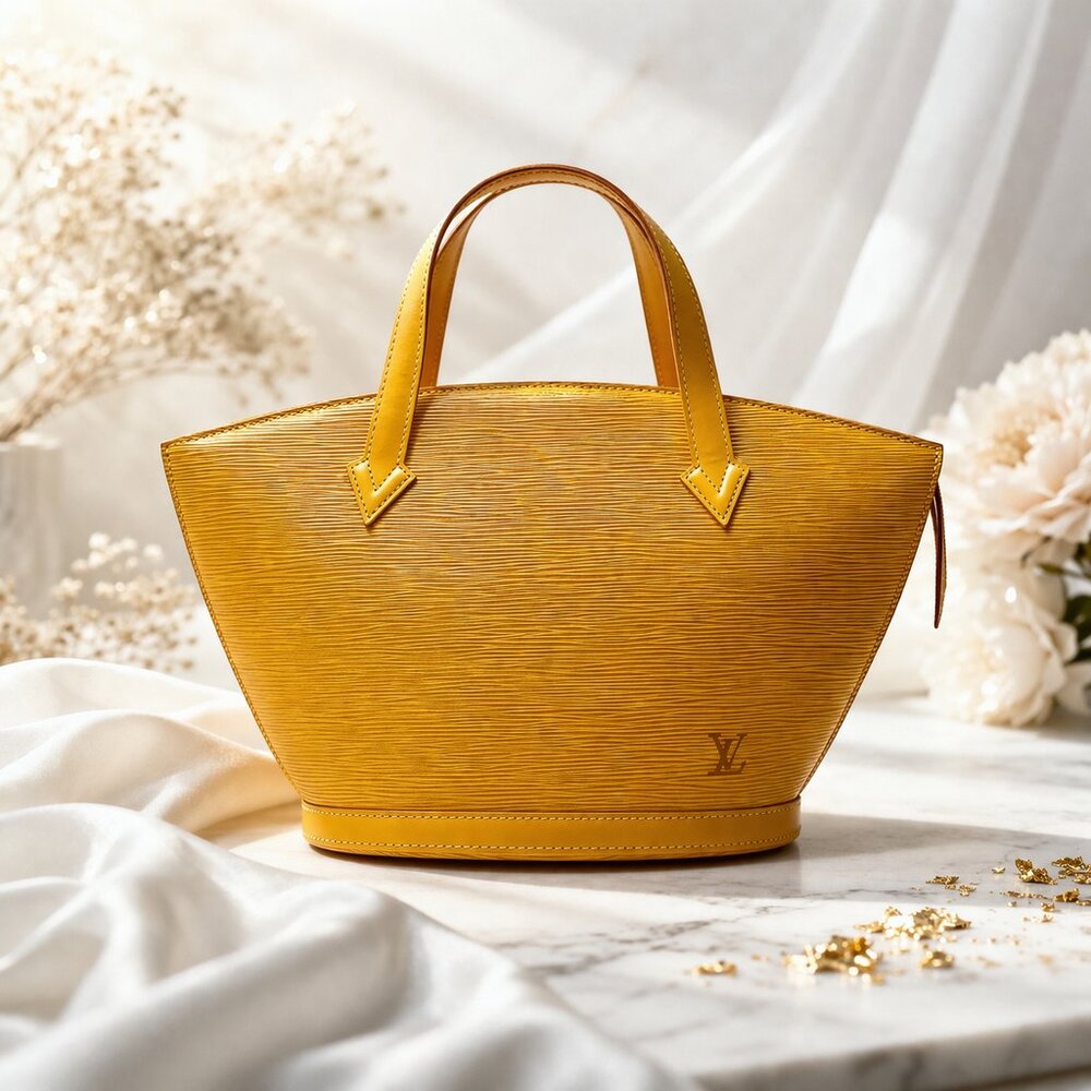 Authentic Louis Vuitton Saint Jacques Epi Leather Yellow Tote Bag Luxury Bag